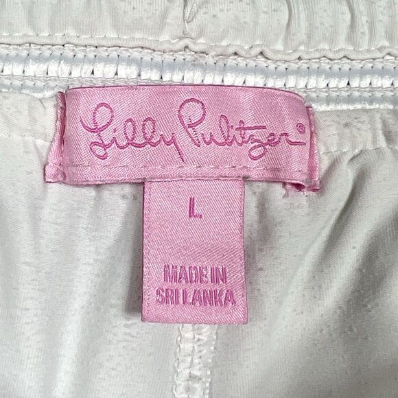 Lilly Pulitzer Claudette White Crochet Shell Drawstring Shorts Beach Cover Up L - Picture 11 of 14